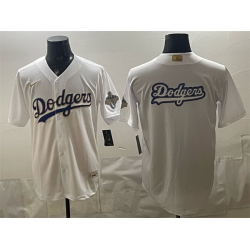 Men Los Angeles Dodgers Team Big Logo White 2026 Gold Collection Stadium Stitched Baseball Jersey 001