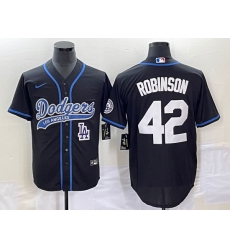 Men's Los Angeles Dodgers #42 Jackie Robinson Black With Patch Cool Base Stitched Baseball Jersey1 Men's Los Angeles Dodgers #42 Jackie Robinson Black With Patch Cool Base Stitched Baseball Jersey1