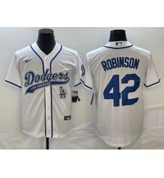Men's Los Angeles Dodgers #42 Jackie Robinson White With Patch Cool Base Stitched Baseball Jersey1 Men's Los Angeles Dodgers #42 Jackie Robinson White With Patch Cool Base Stitched Baseball Jersey1
