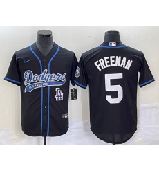 Men's Los Angeles Dodgers #5 Freddie Freeman Black Cool Base Stitched Baseball Jersey Men's Los Angeles Dodgers #5 Freddie Freeman Black Cool Base Stitched Baseball Jersey