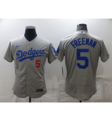 Men's Los Angeles Dodgers #5 Freddie Freeman Grey Flex Base Stitched Jersey Men's Los Angeles Dodgers #5 Freddie Freeman Grey Flex Base Stitched Jersey