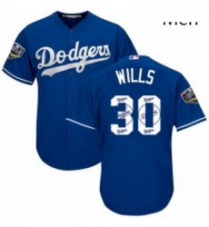 Mens Majestic Los Angeles Dodgers 30 Maury Wills Authentic Royal Blue Team Logo Fashion Cool Base 2018 World Series MLB Jersey Mens Majestic Los Angeles Dodgers 30 Maury Wills Authentic Royal Blue Team Logo Fashion Cool Base 2018 World Series MLB Jersey