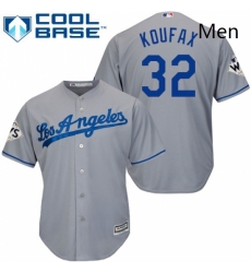 Mens Majestic Los Angeles Dodgers 32 Sandy Koufax Replica Grey Road 2017 World Series Bound Cool Base MLB Jersey Mens Majestic Los Angeles Dodgers 32 Sandy Koufax Replica Grey Road 2017 World Series Bound Cool Base MLB Jersey