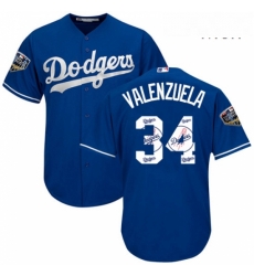 Mens Majestic Los Angeles Dodgers 34 Fernando Valenzuela Authentic Royal Blue Team Logo Fashion Cool Base 2018 World Series MLB Jersey Mens Majestic Los Angeles Dodgers 34 Fernando Valenzuela Authentic Royal Blue Team Logo Fashion Cool Base 2018 World Series MLB Jersey