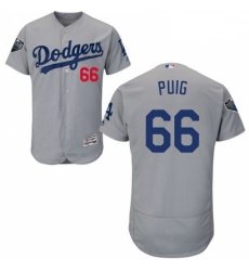 Mens Majestic Los Angeles Dodgers 66 Yasiel Puig Gray Alternate Flex Base Authentic Collection 2018 World Series Jersey Mens Majestic Los Angeles Dodgers 66 Yasiel Puig Gray Alternate Flex Base Authentic Collection 2018 World Series Jersey