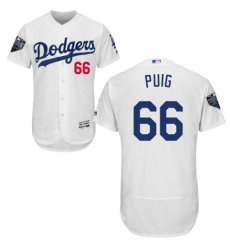 Mens Majestic Los Angeles Dodgers 66 Yasiel Puig White Home Flex Base Authentic Collection 2018 World Series Jersey Mens Majestic Los Angeles Dodgers 66 Yasiel Puig White Home Flex Base Authentic Collection 2018 World Series Jersey