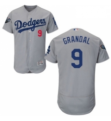 Mens Majestic Los Angeles Dodgers 9 Yasmani Grandal Gray Alternate Flex Base Collection 2018 World Series Jersey 20 Mens Majestic Los Angeles Dodgers 9 Yasmani Grandal Gray Alternate Flex Base Collection 2018 World Series Jersey 20