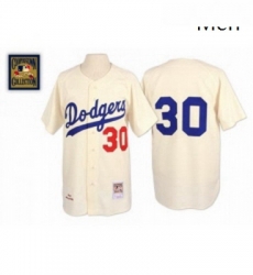 Mens Mitchell and Ness 1962 Los Angeles Dodgers 30 Maury Wills Authentic Cream Throwback MLB Jersey Mens Mitchell and Ness 1962 Los Angeles Dodgers 30 Maury Wills Authentic Cream Throwback MLB Jersey