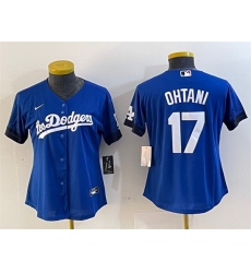 Women Los Angeles Dodgers 17 Shohei Ohtani Blue City Connect Stitched Jersey 28Run Small 29 Women Los Angeles Dodgers 17 Shohei Ohtani Blue City Connect Stitched Jersey 28Run Small 29