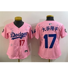 Women Los Angeles Dodgers 17 Shohei Ohtani Pink 2025 Tokyo Series Limited Stitched Baseball Jersey Women Los Angeles Dodgers 17 Shohei Ohtani Pink 2025 Tokyo Series Limited Stitched Baseball Jersey