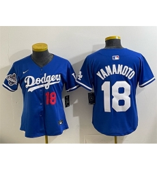 Women Los Angeles Dodgers 18 Yoshinobu Yamamoto Royal 2025 World Series Champions Patch Limited Stitched Baseball Jersey Women Los Angeles Dodgers 18 Yoshinobu Yamamoto Royal 2025 World Series Champions Patch Limited Stitched Baseball Jersey