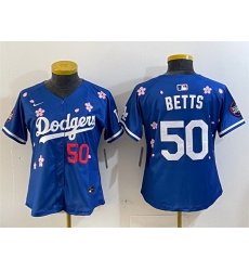 Women Los Angeles Dodgers 50 Mookie Betts Royal 2025 Tokyo Series Limited Stitched Baseball Jersey Women Los Angeles Dodgers 50 Mookie Betts Royal 2025 Tokyo Series Limited Stitched Baseball Jersey