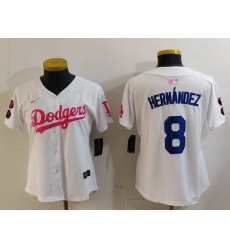 Women Los Angeles Dodgers 8 Enrique Hernandez White Pink Vin 26 Kobe Patch Stitched Baseball Jersey Women Los Angeles Dodgers 8 Enrique Hernandez White Pink Vin 26 Kobe Patch Stitched Baseball Jersey
