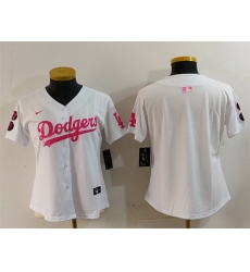 Women Los Angeles Dodgers Blank White Pink Vin 26 Kobe Patch Stitched Baseball Jersey Women Los Angeles Dodgers Blank White Pink Vin 26 Kobe Patch Stitched Baseball Jersey