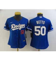 Women Los Angeles Dodgers Mookie Betts 50 Championship Gold Trim Blue Limited All Stitched Cool Base Jersey Women Los Angeles Dodgers Mookie Betts 50 Championship Gold Trim Blue Limited All Stitched Cool Base Jersey