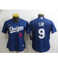 Women's Los Angeles Dodgers #9 Gavin Lux Navy Blue Pinstripe Stitched MLB Cool Base Nike Jersey Women's Los Angeles Dodgers #9 Gavin Lux Navy Blue Pinstripe Stitched MLB Cool Base Nike Jersey