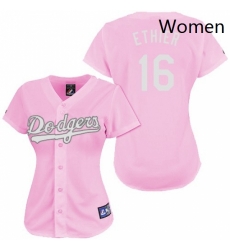 Womens Majestic Los Angeles Dodgers 16 Andre Ethier Replica Pink Fashion MLB Jersey Womens Majestic Los Angeles Dodgers 16 Andre Ethier Replica Pink Fashion MLB Jersey