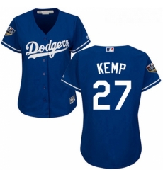 Womens Majestic Los Angeles Dodgers 27 Matt Kemp Authentic Royal Blue Alternate Cool Base 2018 World Series MLB Jersey Womens Majestic Los Angeles Dodgers 27 Matt Kemp Authentic Royal Blue Alternate Cool Base 2018 World Series MLB Jersey