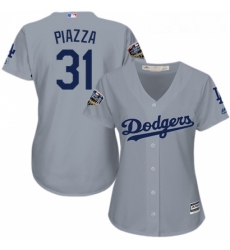 Womens Majestic Los Angeles Dodgers 31 Mike Piazza Authentic Grey Road Cool Base 2018 World Series MLB Jersey Womens Majestic Los Angeles Dodgers 31 Mike Piazza Authentic Grey Road Cool Base 2018 World Series MLB Jersey