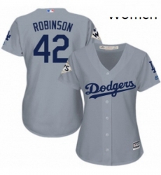 Womens Majestic Los Angeles Dodgers 42 Jackie Robinson Replica Grey Road 2017 World Series Bound Cool Base MLB Jersey Womens Majestic Los Angeles Dodgers 42 Jackie Robinson Replica Grey Road 2017 World Series Bound Cool Base MLB Jersey
