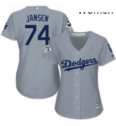 Womens Majestic Los Angeles Dodgers 74 Kenley Jansen Authentic Grey Road 2017 World Series Bound Cool Base MLB Jersey Womens Majestic Los Angeles Dodgers 74 Kenley Jansen Authentic Grey Road 2017 World Series Bound Cool Base MLB Jersey