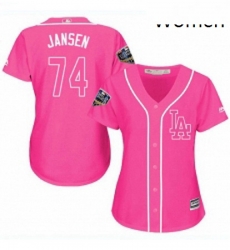 Women's Majestic Los Angeles Dodgers #74 Kenley Jansen Authentic Pink Fashion Cool Base 2018 World Series MLB Jersey Women's Majestic Los Angeles Dodgers #74 Kenley Jansen Authentic Pink Fashion Cool Base 2018 World Series MLB Jersey