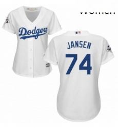 Womens Majestic Los Angeles Dodgers 74 Kenley Jansen Authentic White Home 2017 World Series Bound Cool Base MLB Jersey Womens Majestic Los Angeles Dodgers 74 Kenley Jansen Authentic White Home 2017 World Series Bound Cool Base MLB Jersey
