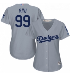 Womens Majestic Los Angeles Dodgers 99 Hyun Jin Ryu Authentic Grey Road Cool Base MLB Jersey Womens Majestic Los Angeles Dodgers 99 Hyun Jin Ryu Authentic Grey Road Cool Base MLB Jersey