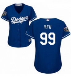 Women's Majestic Los Angeles Dodgers #99 Hyun-Jin Ryu Authentic Royal Blue Alternate Cool Base 2018 World Series MLB Jersey Women's Majestic Los Angeles Dodgers #99 Hyun-Jin Ryu Authentic Royal Blue Alternate Cool Base 2018 World Series MLB Jersey