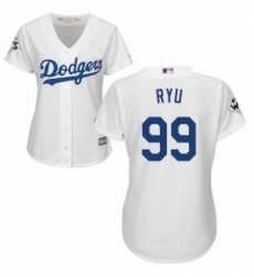 Womens Majestic Los Angeles Dodgers 99 Hyun Jin Ryu Replica White Home 2017 World Series Bound Cool Base MLB Jersey Womens Majestic Los Angeles Dodgers 99 Hyun Jin Ryu Replica White Home 2017 World Series Bound Cool Base MLB Jersey