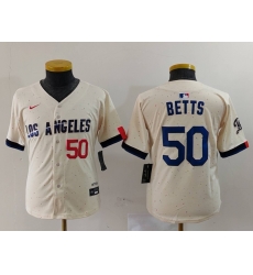 Youth Los Angeles Dodgers 50 Mookie Betts Cream 2024 City Connect Limited Stitched Baseball Jersey 3 Youth Los Angeles Dodgers 50 Mookie Betts Cream 2024 City Connect Limited Stitched Baseball Jersey 3