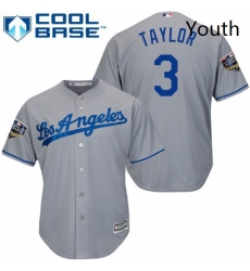 Youth Majestic Los Angeles Dodgers 3 Chris Taylor Authentic Grey Road Cool Base 2018 World Series MLB Jersey Youth Majestic Los Angeles Dodgers 3 Chris Taylor Authentic Grey Road Cool Base 2018 World Series MLB Jersey