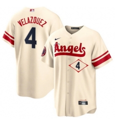 Men Los Angeles Angels 4 Andrew Velazquez 2022 Cream City Connect Cool Base Stitched Jerseyy Men Los Angeles Angels 4 Andrew Velazquez 2022 Cream City Connect Cool Base Stitched Jerseyy
