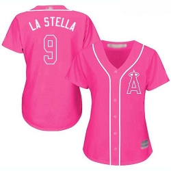 Angels #9 Tommy La Stella Pink Fashion Women Stitched Baseball Jersey