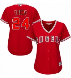 Womens Majestic Los Angeles Angels of Anaheim 24 Chris Young Replica Red Alternate MLB Jersey Womens Majestic Los Angeles Angels of Anaheim 24 Chris Young Replica Red Alternate MLB Jersey