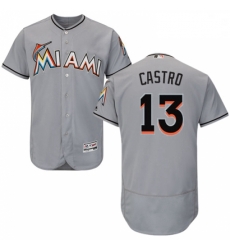Mens Majestic Miami Marlins 13 Starlin Castro Grey Road Flex Base Authentic Collection MLB Jersey Mens Majestic Miami Marlins 13 Starlin Castro Grey Road Flex Base Authentic Collection MLB Jersey