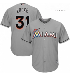 Mens Majestic Miami Marlins 31 Jeff Locke Replica Grey Road Cool Base MLB Jersey Mens Majestic Miami Marlins 31 Jeff Locke Replica Grey Road Cool Base MLB Jersey