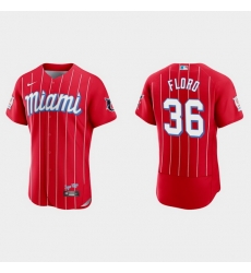 Miami Marlins 36 Dylan Floro Men Nike 2021 City Connect Authentic MLB Jersey Red Miami Marlins 36 Dylan Floro Men Nike 2021 City Connect Authentic MLB Jersey Red