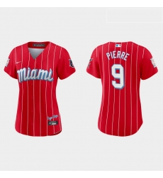 Miami Marlins 9 Juan Pierre Women Nike 2021 City Connect Authentic MLB Jersey Red Miami Marlins 9 Juan Pierre Women Nike 2021 City Connect Authentic MLB Jersey Red