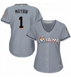 Womens Majestic Miami Marlins 1 Cameron Maybin Authentic Grey Road Cool Base MLB Jersey Womens Majestic Miami Marlins 1 Cameron Maybin Authentic Grey Road Cool Base MLB Jersey