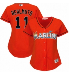 Womens Majestic Miami Marlins 11 J T Realmuto Authentic Orange Alternate 1 Cool Base MLB Jersey Womens Majestic Miami Marlins 11 J T Realmuto Authentic Orange Alternate 1 Cool Base MLB Jersey