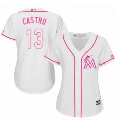 Womens Majestic Miami Marlins 13 Starlin Castro Replica White Fashion Cool Base MLB Jersey Womens Majestic Miami Marlins 13 Starlin Castro Replica White Fashion Cool Base MLB Jersey