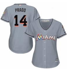Womens Majestic Miami Marlins 14 Martin Prado Authentic Grey Road Cool Base MLB Jersey Womens Majestic Miami Marlins 14 Martin Prado Authentic Grey Road Cool Base MLB Jersey