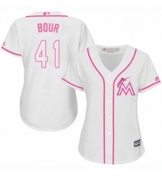 Womens Majestic Miami Marlins 41 Justin Bour Replica White Fashion Cool Base MLB Jersey Womens Majestic Miami Marlins 41 Justin Bour Replica White Fashion Cool Base MLB Jersey