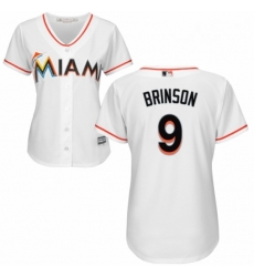 Womens Majestic Miami Marlins 9 Lewis Brinson Replica White Home Cool Base MLB Jersey Womens Majestic Miami Marlins 9 Lewis Brinson Replica White Home Cool Base MLB Jersey