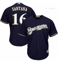 Mens Majestic Milwaukee Brewers 16 Domingo Santana Replica White Alternate Cool Base MLB Jersey Mens Majestic Milwaukee Brewers 16 Domingo Santana Replica White Alternate Cool Base MLB Jersey