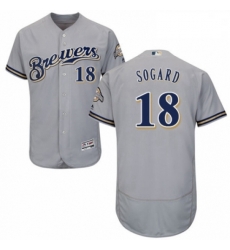 Mens Majestic Milwaukee Brewers 18 Eric Sogard Grey Road Flex Base Authentic Collection MLB Jersey Mens Majestic Milwaukee Brewers 18 Eric Sogard Grey Road Flex Base Authentic Collection MLB Jersey