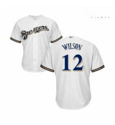 Mens Milwaukee Brewers 12 Alex Wilson Replica White Alternate Cool Base Baseball Jersey Mens Milwaukee Brewers 12 Alex Wilson Replica White Alternate Cool Base Baseball Jersey
