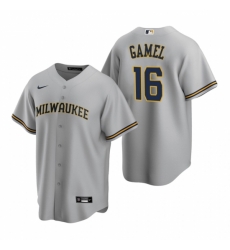 Mens Nike Milwaukee Brewers 16 Ben Gamel Gray Road Stitched Baseball Jersey Mens Nike Milwaukee Brewers 16 Ben Gamel Gray Road Stitched Baseball Jersey