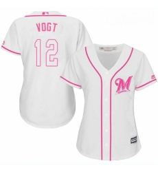 Womens Majestic Milwaukee Brewers 12 Stephen Vogt Replica White Fashion Cool Base MLB Jersey Womens Majestic Milwaukee Brewers 12 Stephen Vogt Replica White Fashion Cool Base MLB Jersey